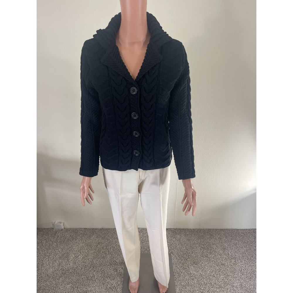 NWT Saint James Button Front 100% Cotton Black Bagnoles Sweater Size 4